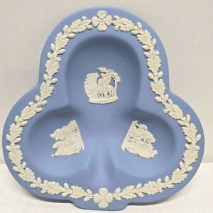 Blue Wedgwood Jasperware Club Shaped Trinket Dish Ashtray